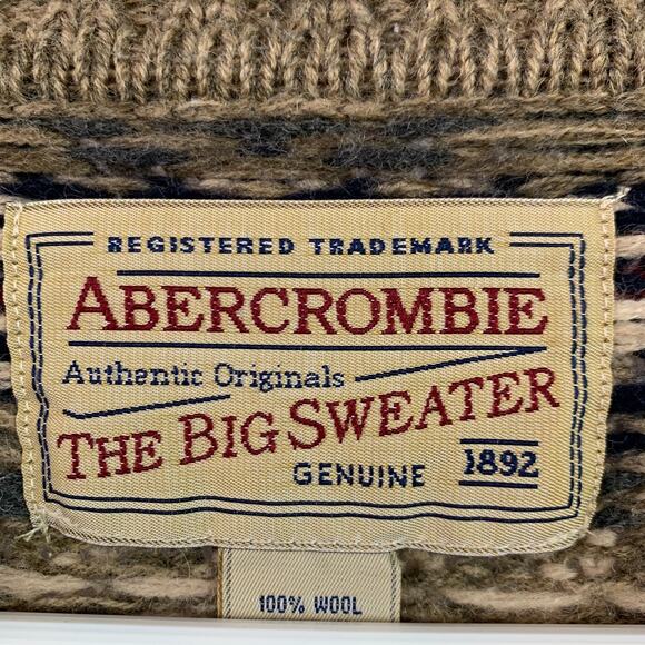 Vintage 90s Abercrombie & Fitch The Big Sweater Wool Fair Isle Size XL - Picture 5 of 6